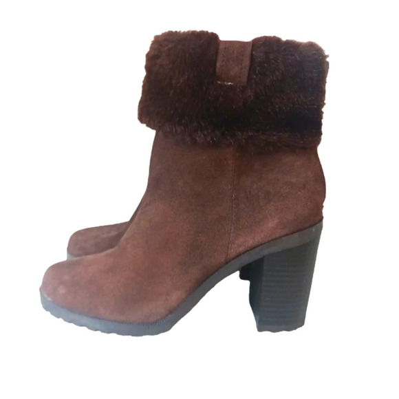 HALSTON | Vintage 1990s Cindy brown suede and faux fur boots - Picture 4 of 12